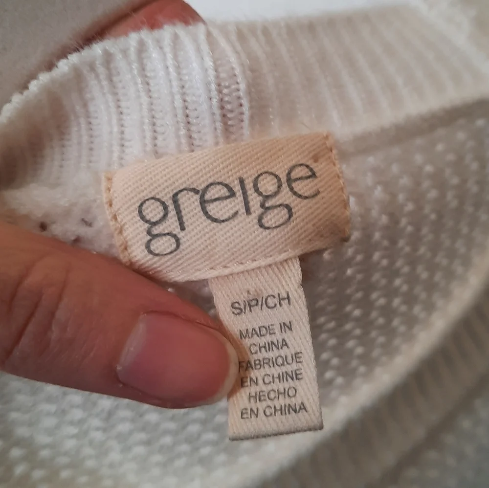 Greige Blue & White Lose Knit Granny Sweater S